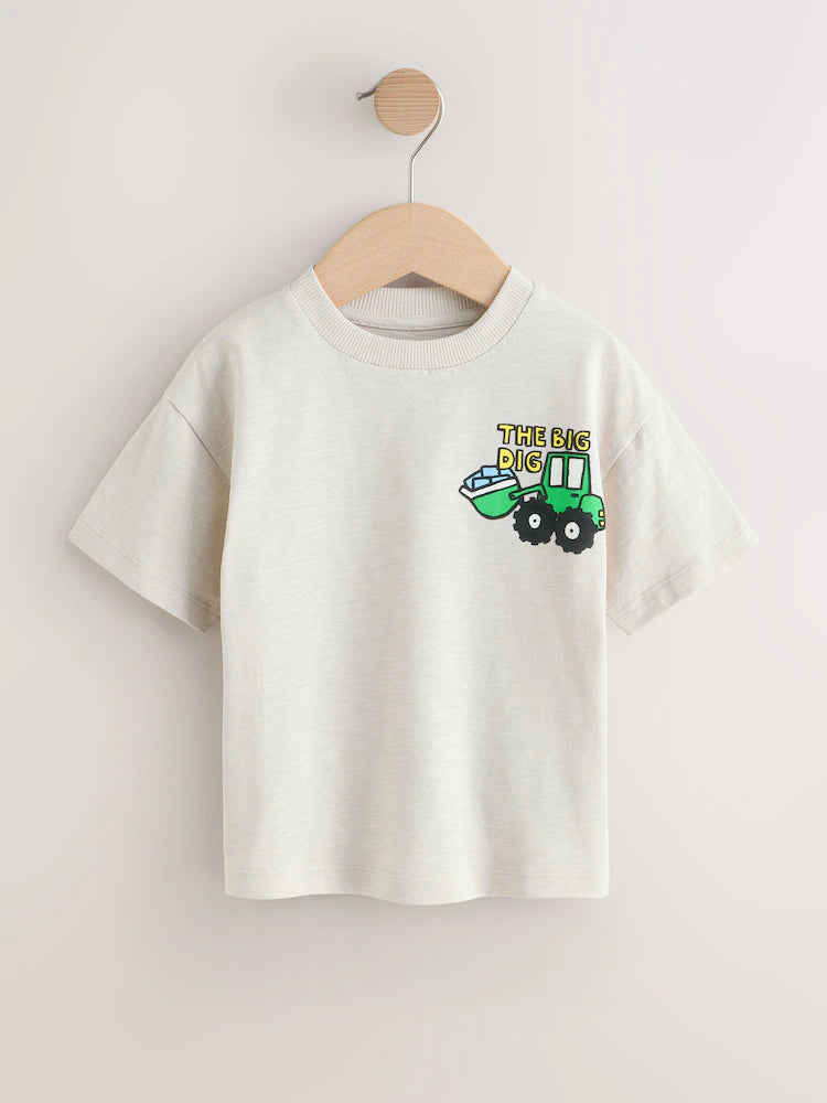 Teal Blue Digger Short Sleeve Graphic T-Shirts 3 Pack (3mths-7yrs)