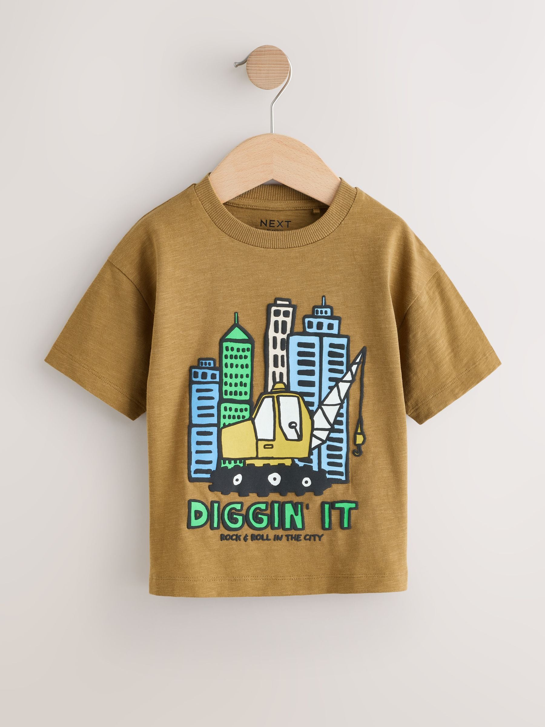 Teal Blue Digger Short Sleeve Graphic T-Shirts 3 Pack (3mths-7yrs) image 4