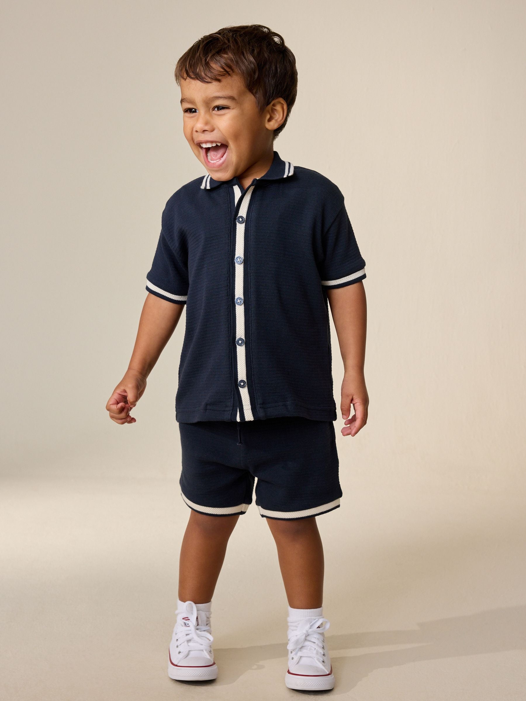 Navy Short Sleeve Shirt and Shorts Set (3mths-7yrs) image 3