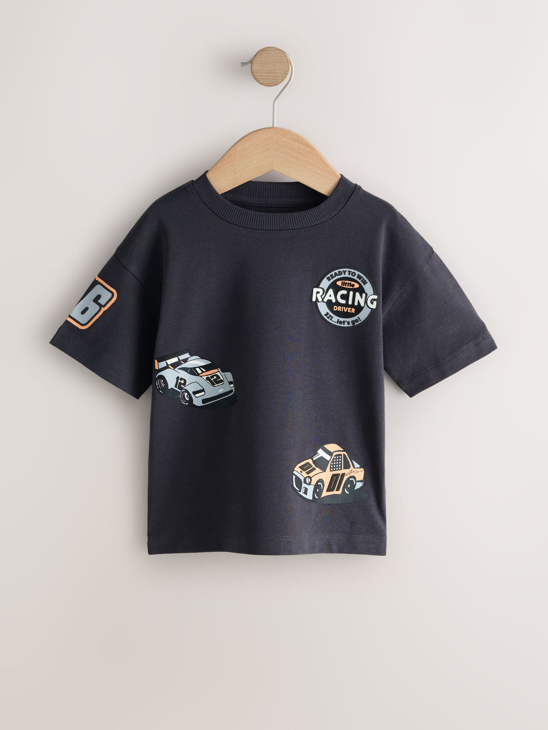 Black/Grey Race Car Short Sleeve Graphic T-Shirts 3 Pack (3mths-7yrs) image 4