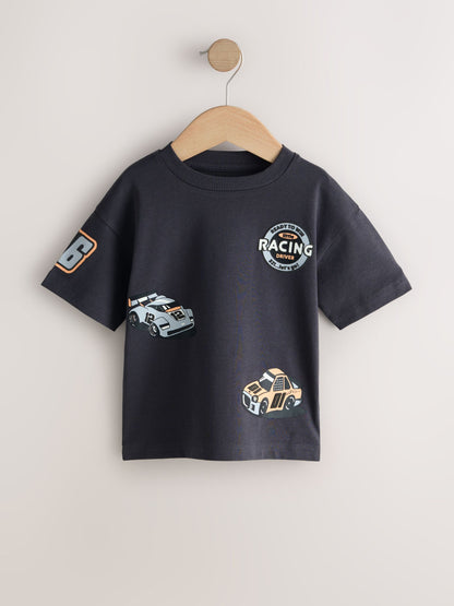 Black/Grey Race Car Short Sleeve Graphic T-Shirts 3 Pack (3mths-7yrs) image 4