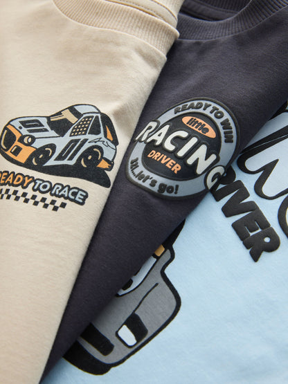 Dsiney Kidz - Black/Grey Race Car Short Sleeve Graphic T-Shirts 3 Pack (3mths-7yrs) image 7