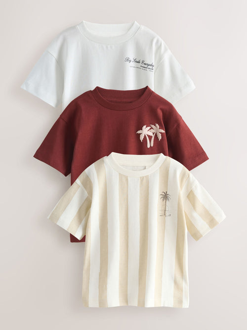White Slogan Short Sleeve Graphic T-Shirts 3 Pack (3mths-7yrs) image 1