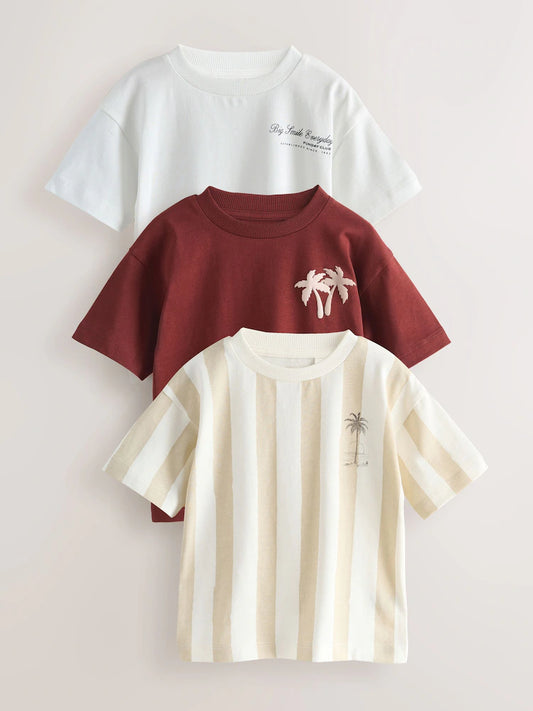 White Slogan Short Sleeve Graphic T-Shirts 3 Pack (3mths-7yrs)