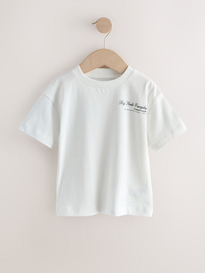 White Slogan Short Sleeve Graphic T-Shirts 3 Pack (3mths-7yrs) image 2