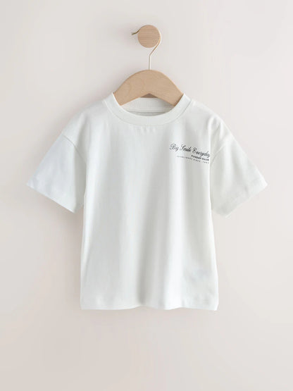 White Slogan Short Sleeve Graphic T-Shirts 3 Pack (3mths-7yrs)