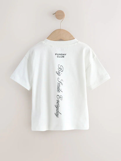 White Slogan Short Sleeve Graphic T-Shirts 3 Pack (3mths-7yrs)