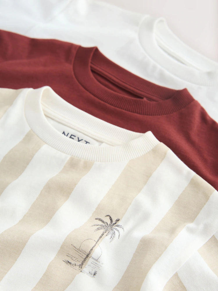 White Slogan Short Sleeve Graphic T-Shirts 3 Pack (3mths-7yrs)