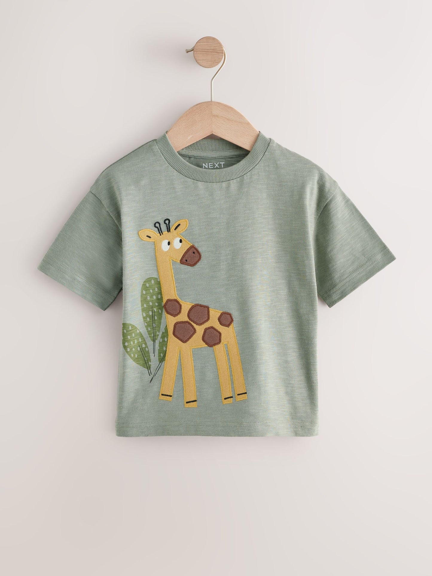 Green Safari Animals Short Sleeve Appliqué T-Shirts 3 Pack (3mths-7yrs) image 2