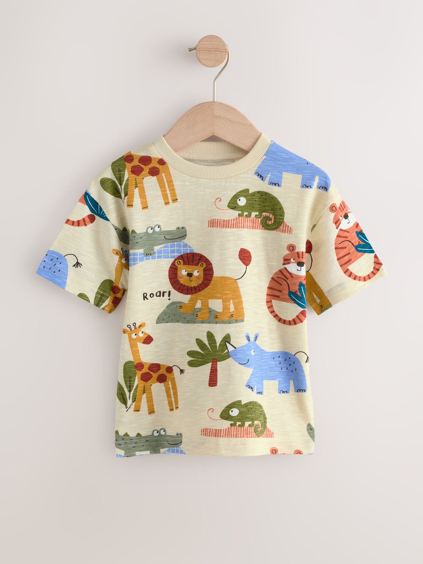 Green Safari Animals Short Sleeve Appliqué T-Shirts 3 Pack (3mths-7yrs) image 3