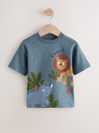 Green Safari Animals Short Sleeve Appliqué T-Shirts 3 Pack (3mths-7yrs) image 4
