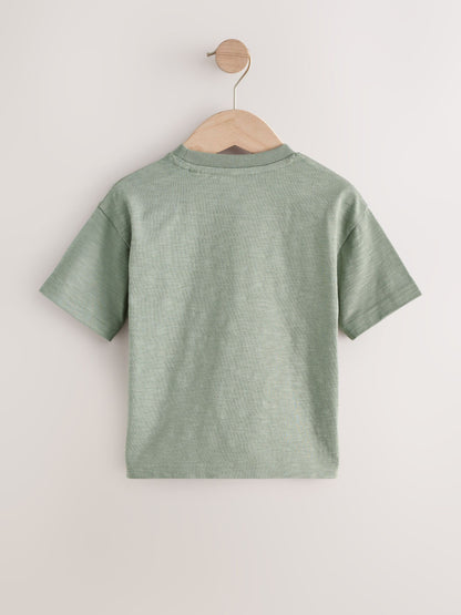 Green Safari Animals Short Sleeve Appliqué T-Shirts 3 Pack (3mths-7yrs) image 5