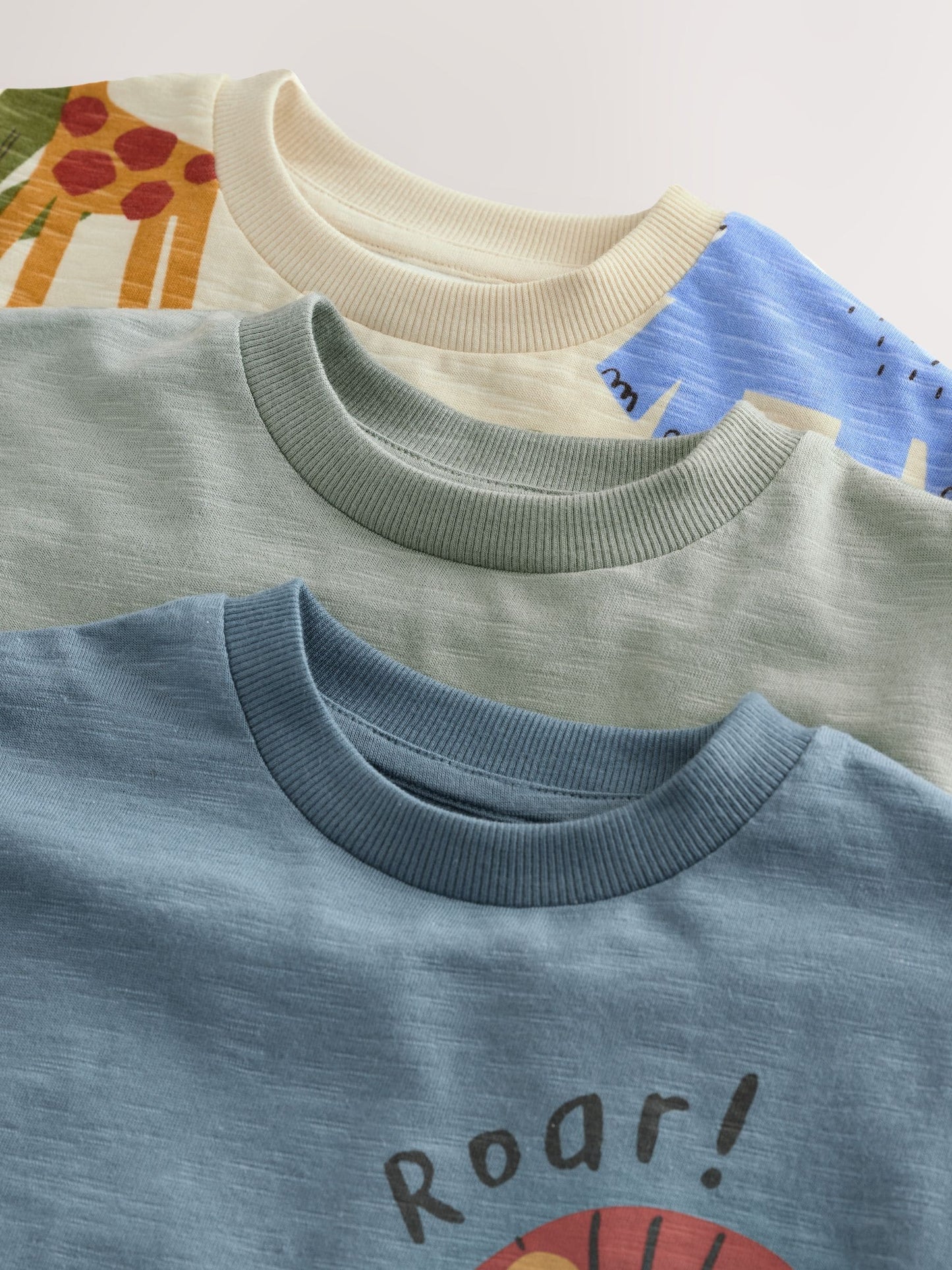 Green Safari Animals Short Sleeve Appliqué T-Shirts 3 Pack (3mths-7yrs) image 6