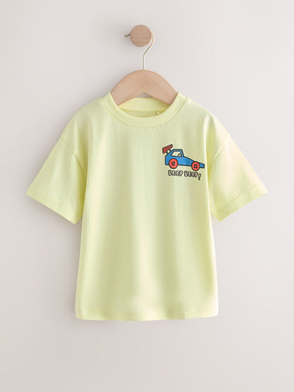 Blue/Green/Red/Orange/Yellow Cars Small Short Sleeve Graphic T-Shirts 5 Pack (3mths-7yrs) image 3