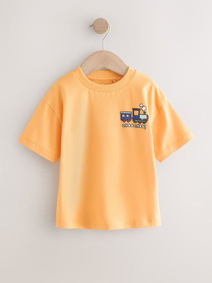 Blue/Green/Red/Orange/Yellow Cars Small Short Sleeve Graphic T-Shirts 5 Pack (3mths-7yrs) image 4