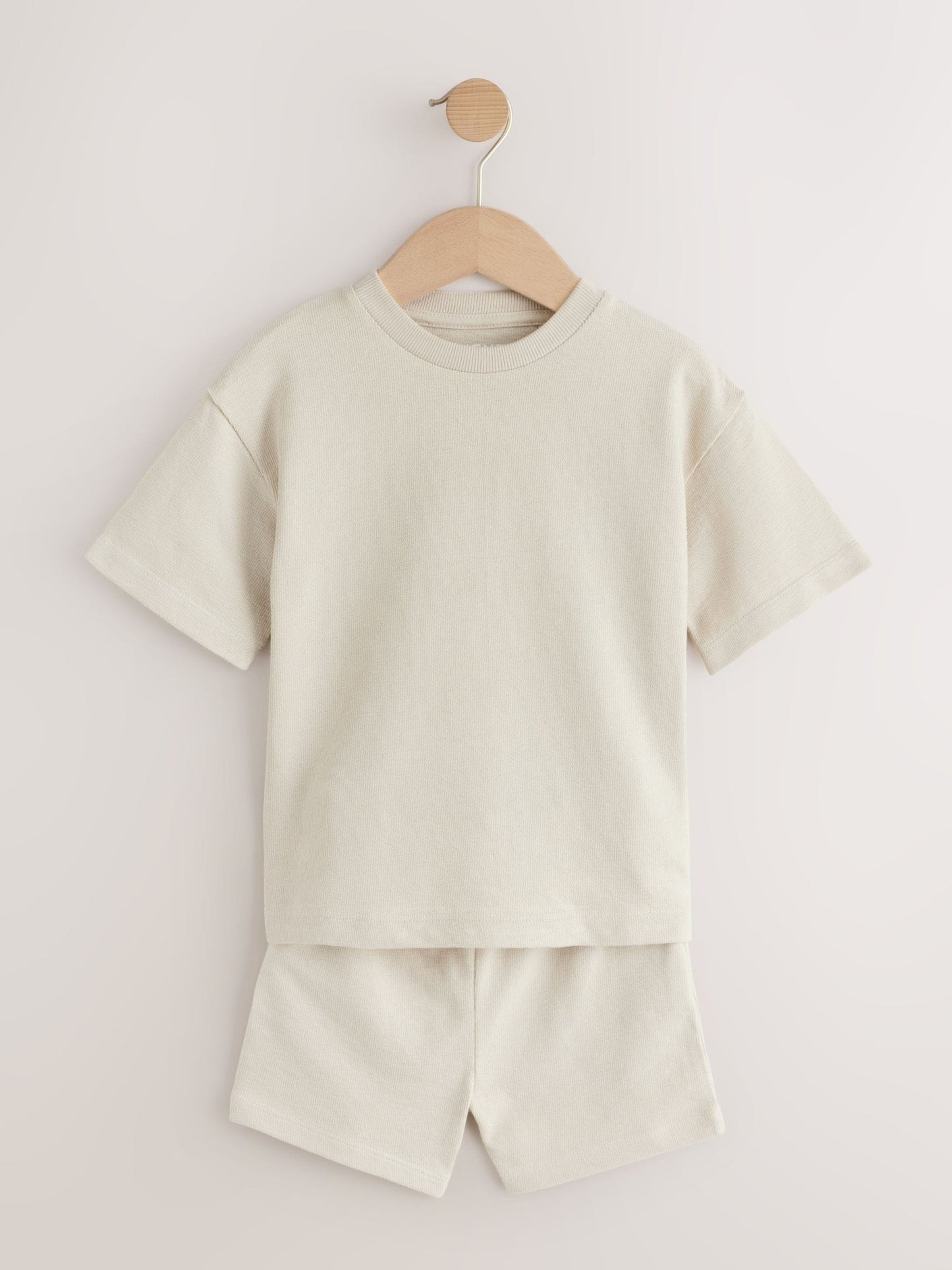 Ecru Textured Short Sleeve T-Shirt and Shorts Set (3mths-7yrs) image 4