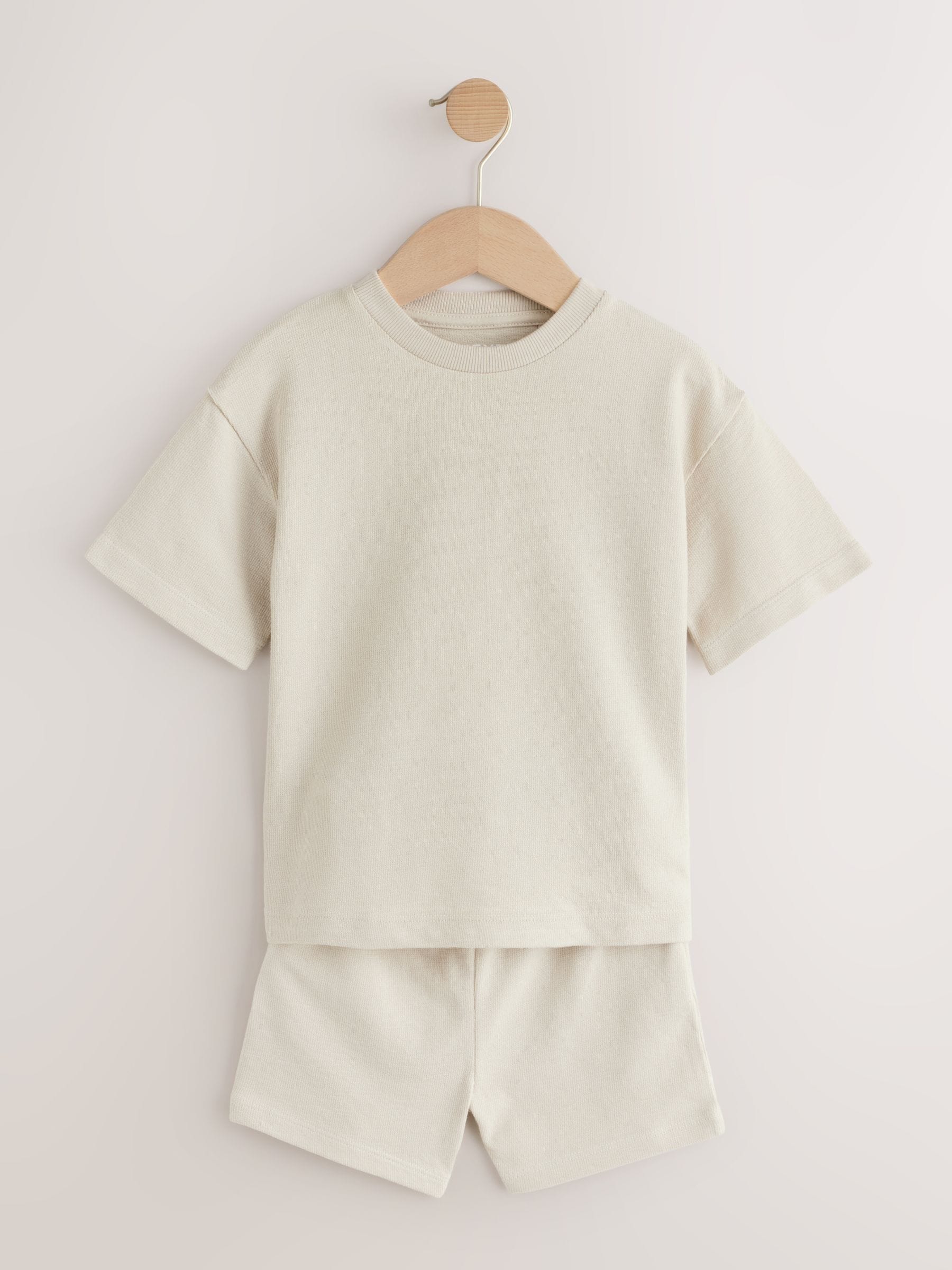 Ecru Textured Short Sleeve T-Shirt and Shorts Set (3mths-7yrs) image 4