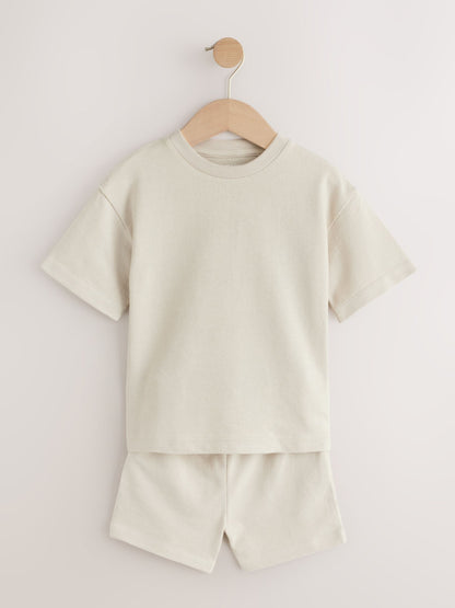 Ecru Textured Short Sleeve T-Shirt and Shorts Set (3mths-7yrs) image 4