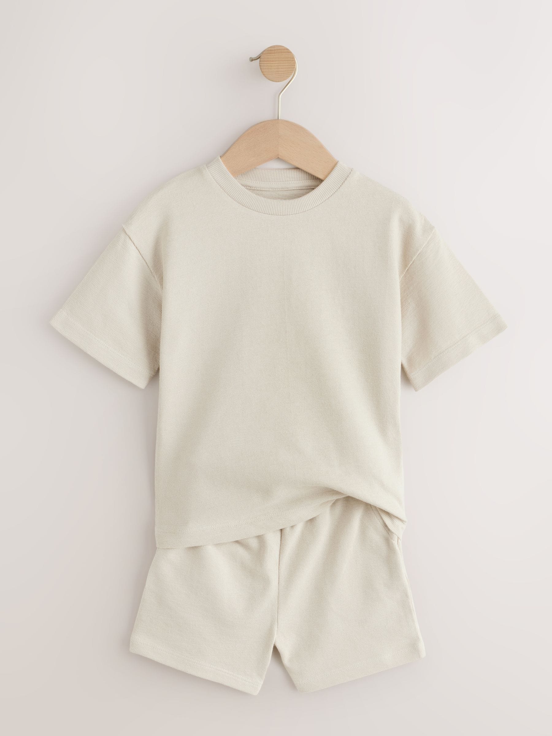 Ecru Textured Short Sleeve T-Shirt and Shorts Set (3mths-7yrs) image 5