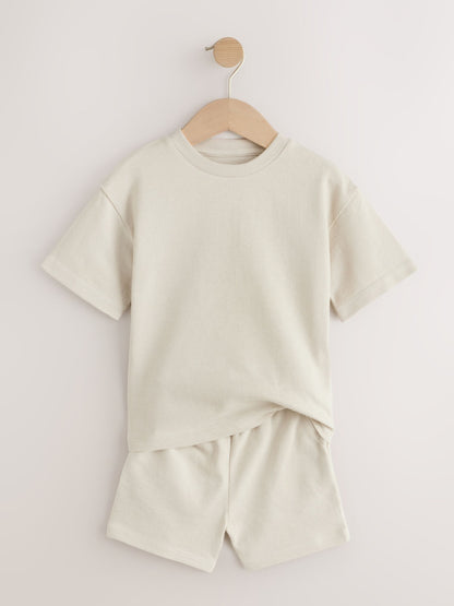 Ecru Textured Short Sleeve T-Shirt and Shorts Set (3mths-7yrs) image 5
