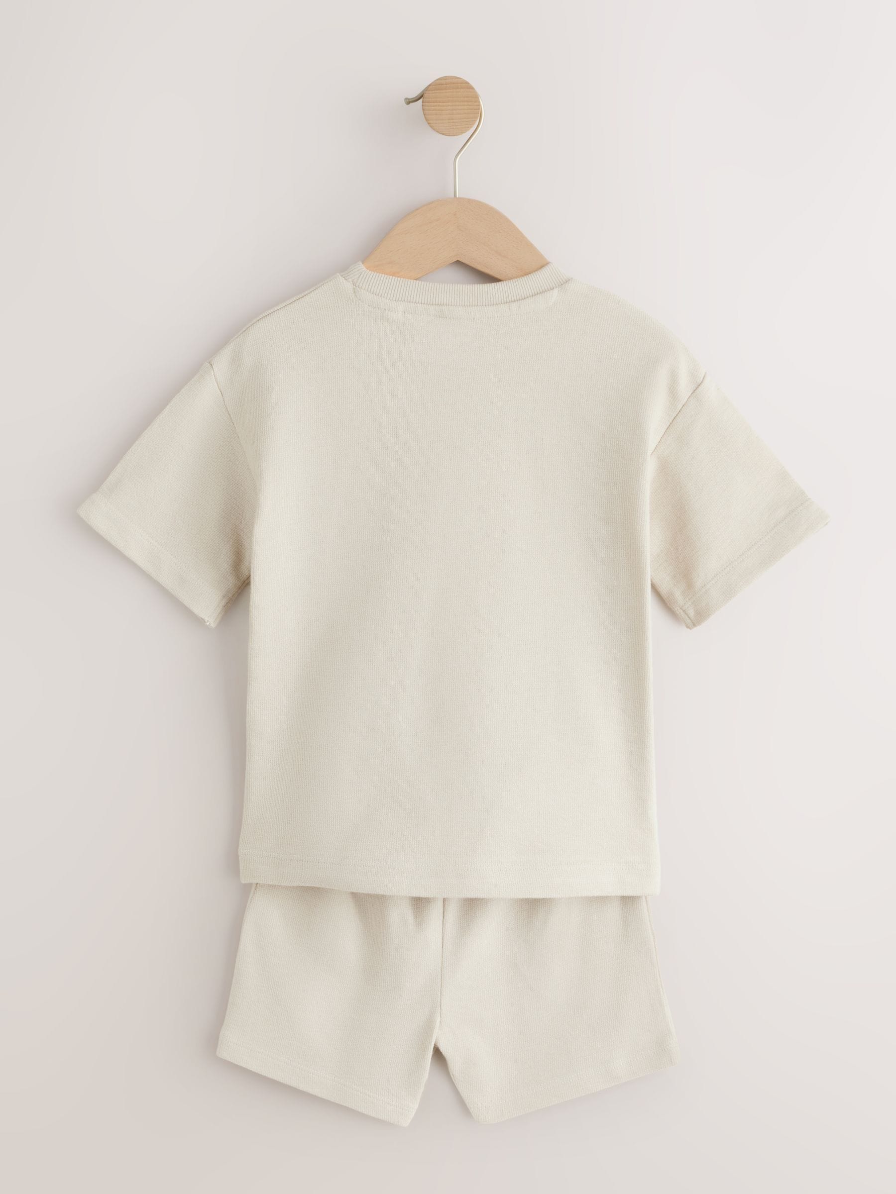 Ecru Textured Short Sleeve T-Shirt and Shorts Set (3mths-7yrs) image 6