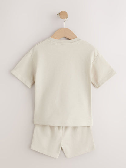 Ecru Textured Short Sleeve T-Shirt and Shorts Set (3mths-7yrs) image 6