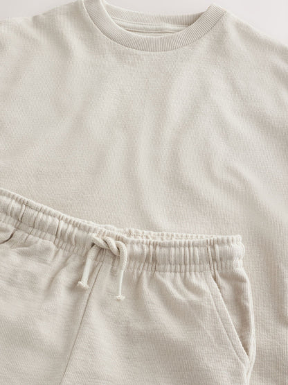 Ecru Textured Short Sleeve T-Shirt and Shorts Set (3mths-7yrs) image 7