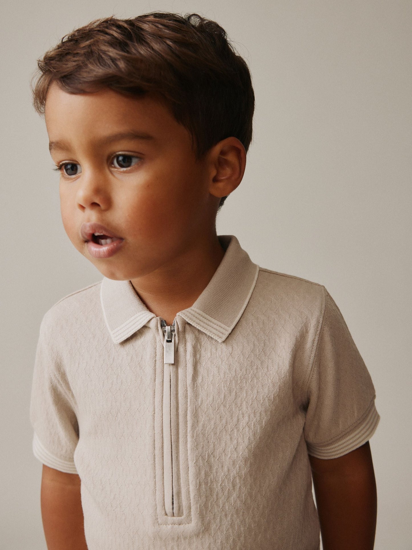 Neutral Zip Neck Short Sleeve Polo Shirt And Shorts Set (3mths-7yrs) image 3