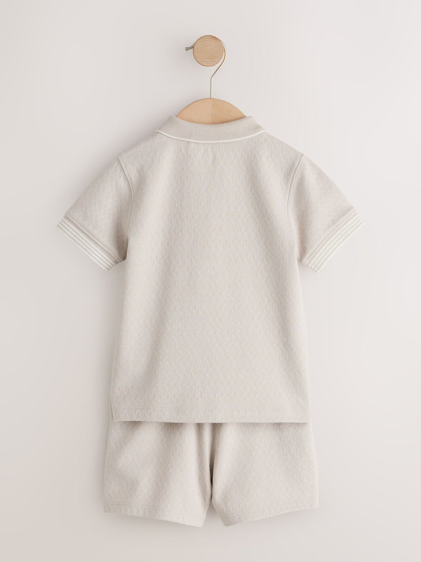 Neutral Zip Neck Short Sleeve Polo Shirt And Shorts Set (3mths-7yrs) image 6