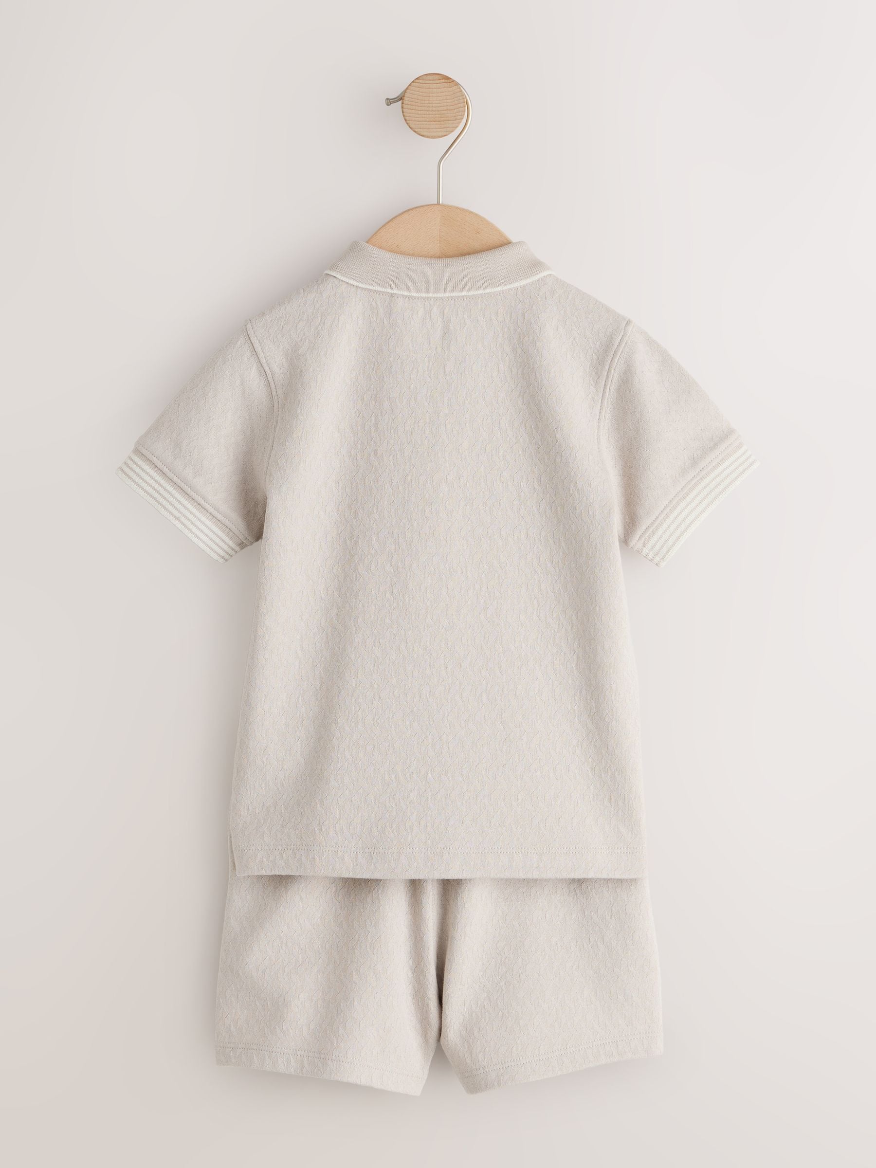 Neutral Zip Neck Short Sleeve Polo Shirt And Shorts Set (3mths-7yrs) image 6