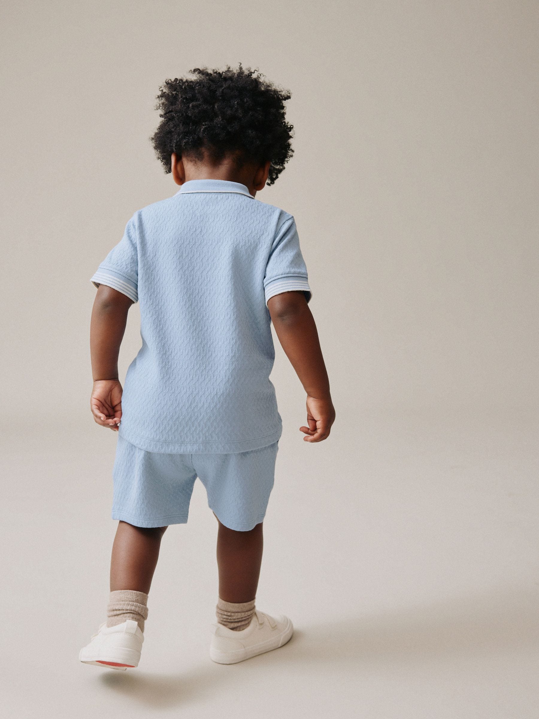 Blue Zip Neck Short Sleeve Polo Shirt And Shorts Set (3mths-7yrs) image 2
