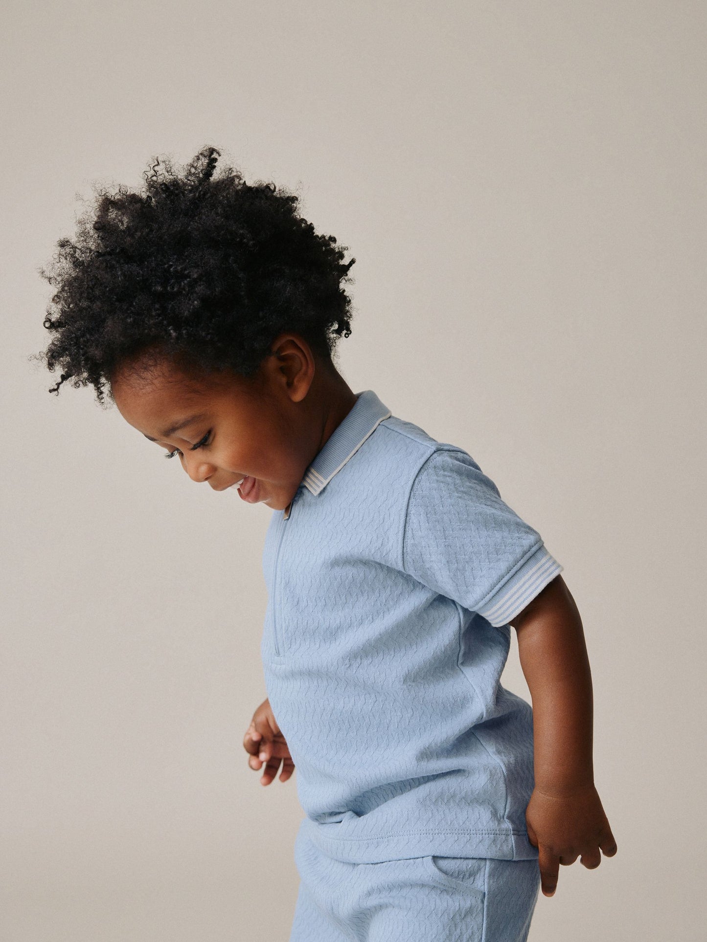 Blue Zip Neck Short Sleeve Polo Shirt And Shorts Set (3mths-7yrs) image 3