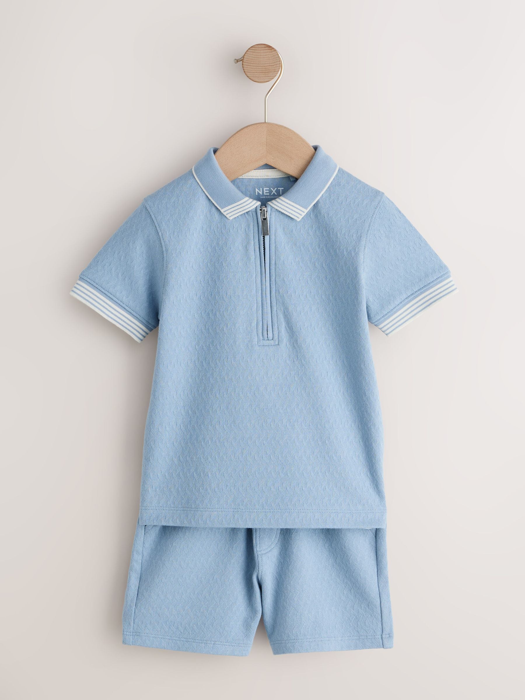 Blue Zip Neck Short Sleeve Polo Shirt And Shorts Set (3mths-7yrs) image 4