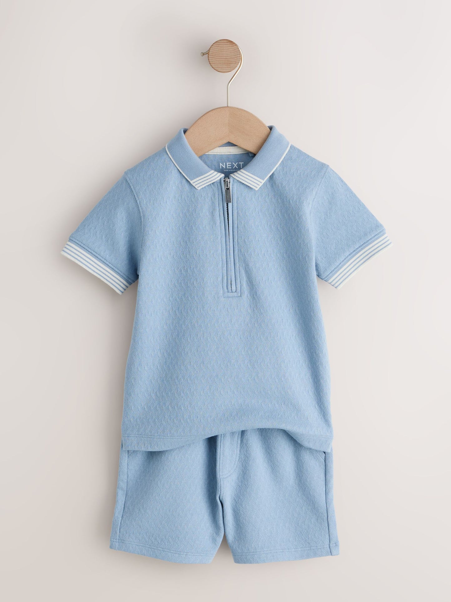Blue Zip Neck Short Sleeve Polo Shirt And Shorts Set (3mths-7yrs) image 6