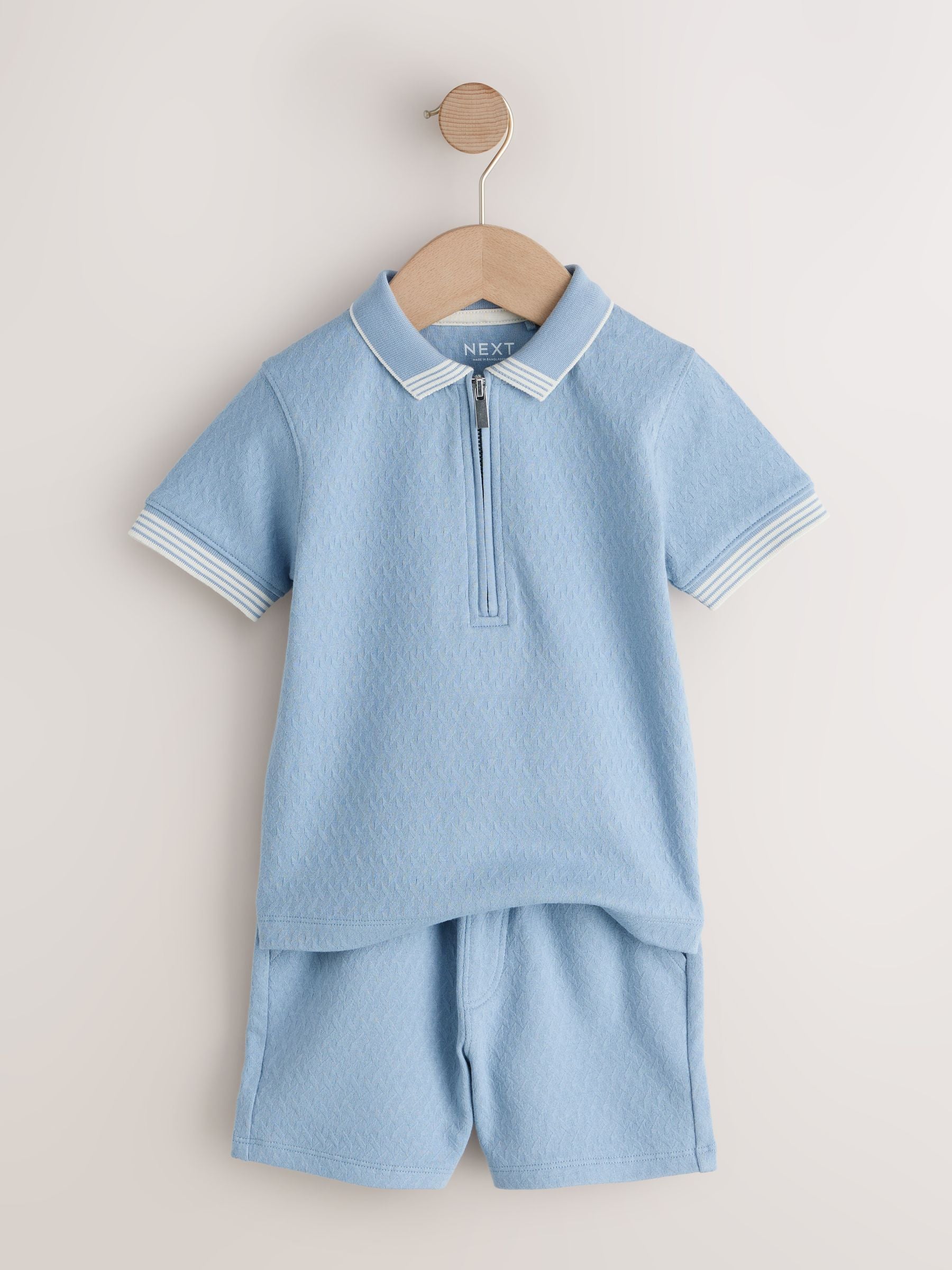 Blue Zip Neck Short Sleeve Polo Shirt And Shorts Set (3mths-7yrs) image 6