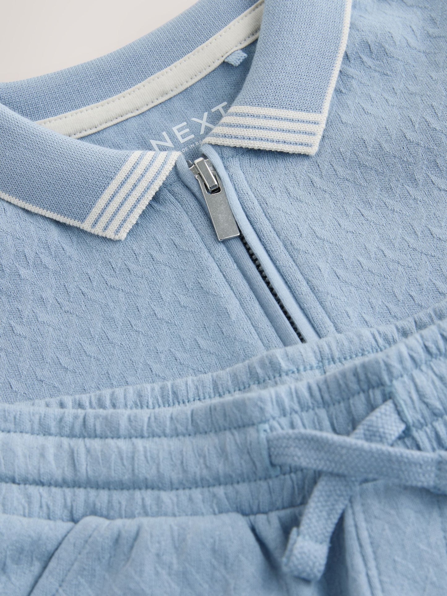 Blue Zip Neck Short Sleeve Polo Shirt And Shorts Set (3mths-7yrs) image 7