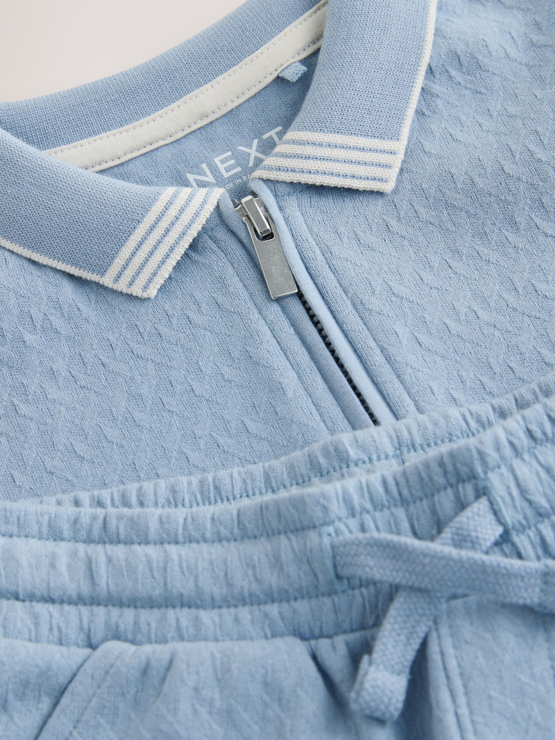 Blue Zip Neck Short Sleeve Polo Shirt And Shorts Set (3mths-7yrs) image 7