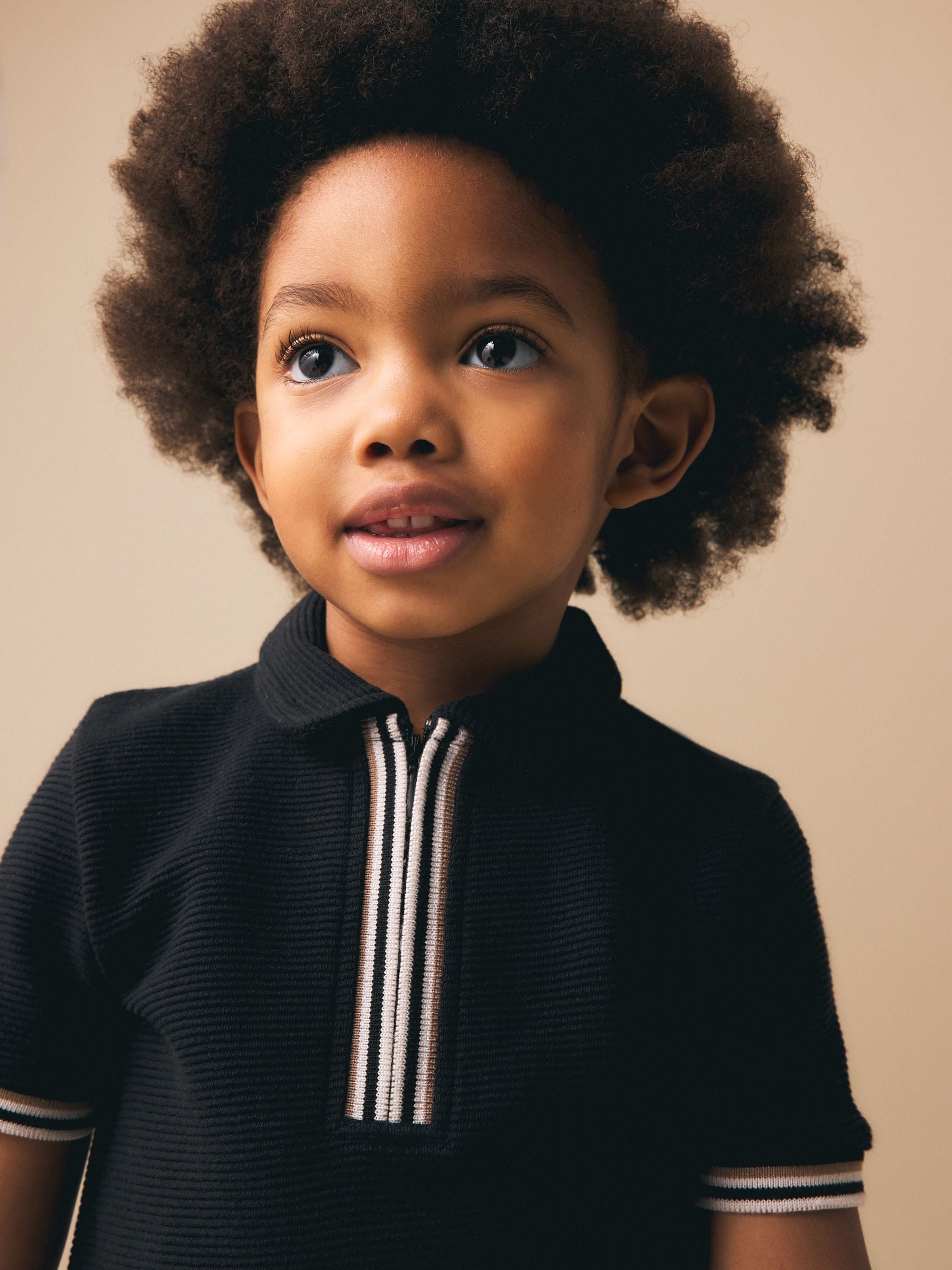 Black Zip Neck Short Sleeve Polo Shirt And Shorts Set (3mths-7yrs) image 6