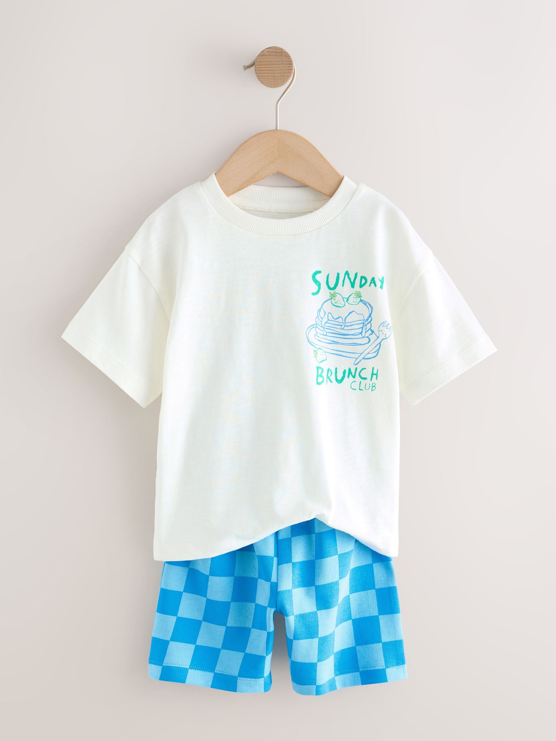 Green/White Food Backprint Short Sleeve T-Shirt and Shorts Set 2 Pack (3mths-7yrs) image 4