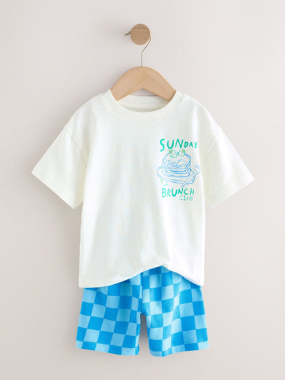 Green/White Food Backprint Short Sleeve T-Shirt and Shorts Set 2 Pack (3mths-7yrs) image 4