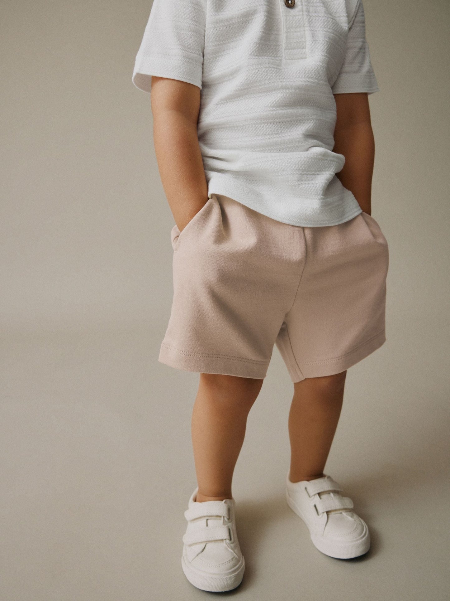 White Short Sleeve Textured Polo Shirt and Shorts Set (3mths-7yrs) image 3