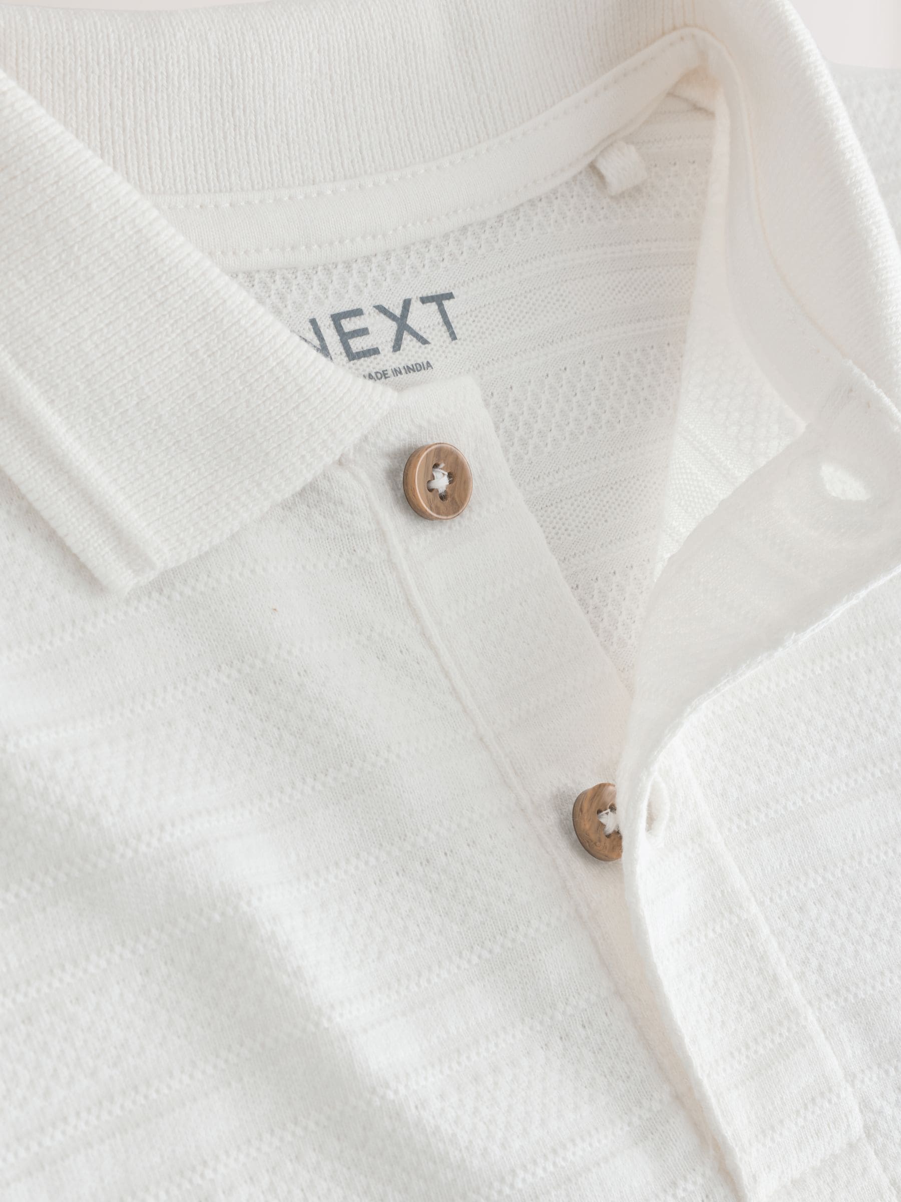 White Short Sleeve Textured Polo Shirt and Shorts Set (3mths-7yrs) image 10