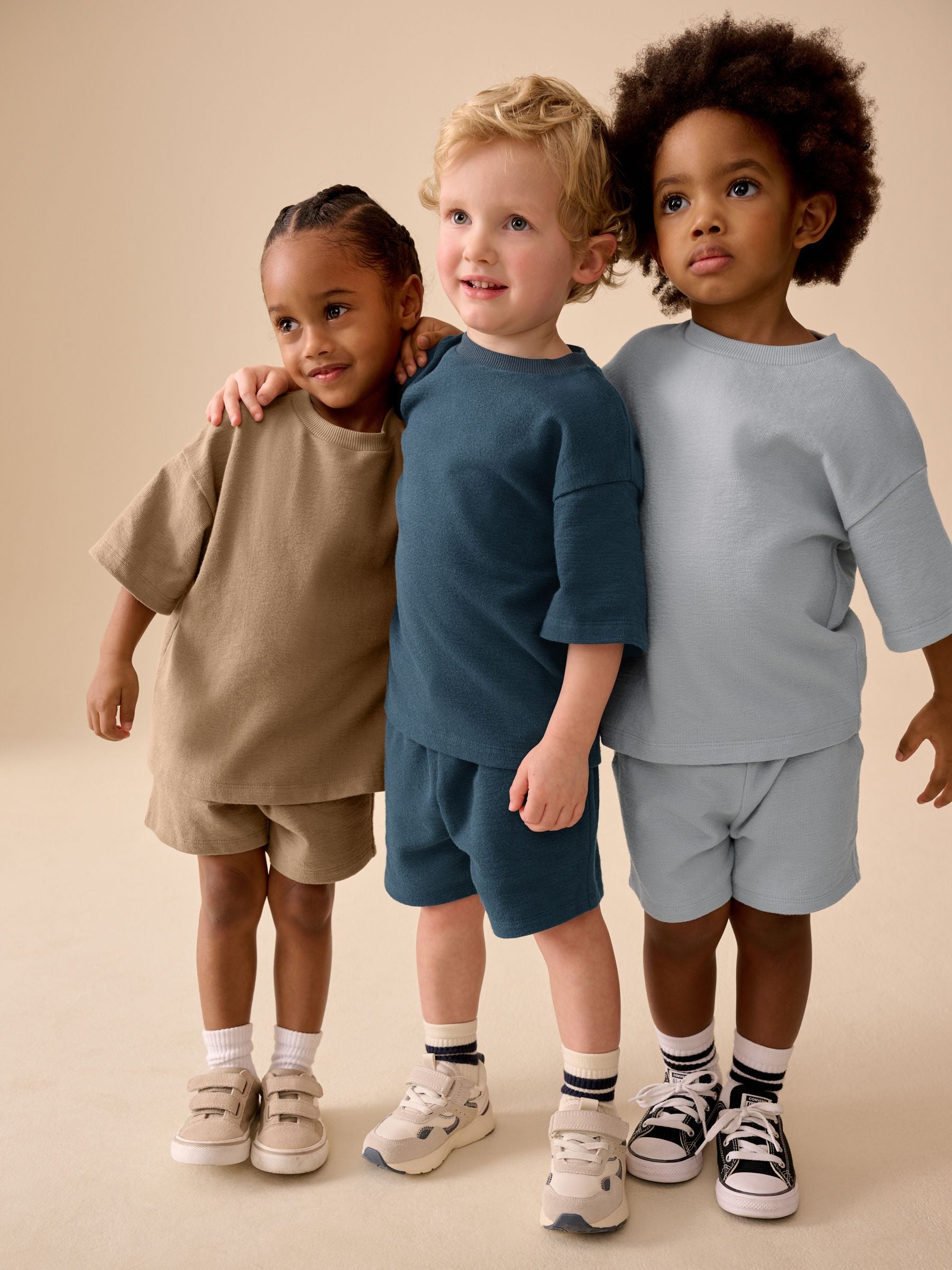 Black/Brown/Neutral Textured Short Sleeve T-Shirt and Shorts Set 3 Pack (3mths-7yrs) image 4