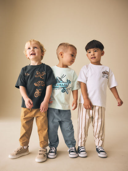 Blue/Black/White Vehicles Short Sleeve T-Shirts & Joggers Set 3 Pack (3mths-7yrs) image 1