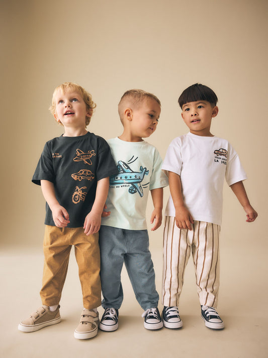 Blue/Black/White Vehicles Short Sleeve T-Shirts & Joggers Set 3 Pack (3mths-7yrs) image 1