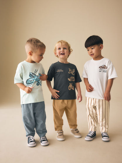 Blue/Black/White Vehicles Short Sleeve T-Shirts & Joggers Set 3 Pack (3mths-7yrs) image 4