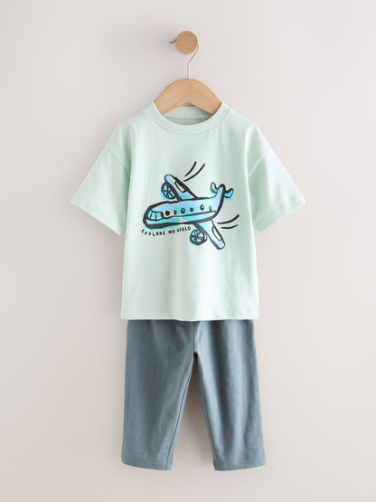 Blue/Black/White Vehicles Short Sleeve T-Shirts & Joggers Set 3 Pack (3mths-7yrs) image 6