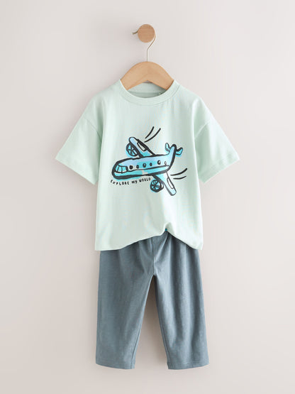 Blue/Black/White Vehicles Short Sleeve T-Shirts & Joggers Set 3 Pack (3mths-7yrs) image 8