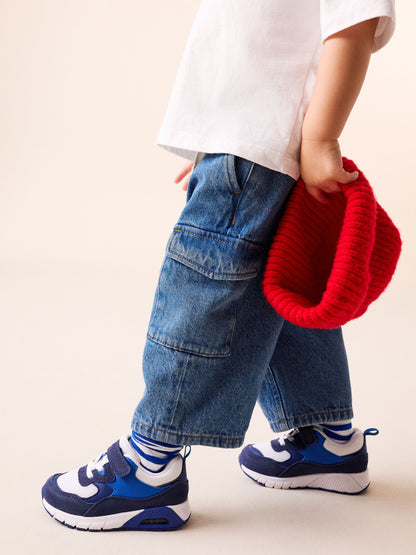 Blue Cobalt Standard Fit (F) Elastic Lace Trainers image 3