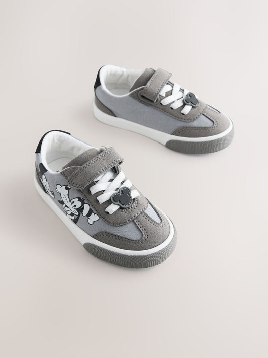 Grey Mickey Mouse Touch Fastening and Elastic Lace Trainers image 1